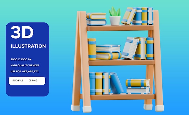 Ilustracja PSD Bookshelf 3D