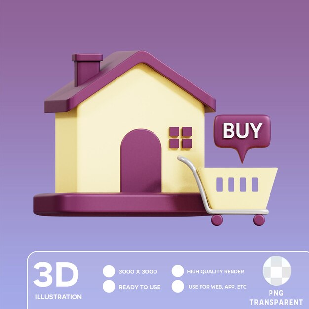 Ilustracja Psd Buying House 3d