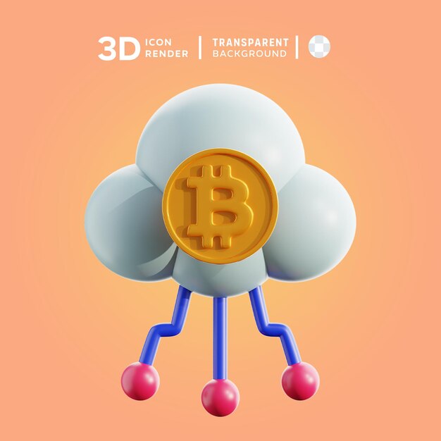 Ilustracja Psd Crypto Cloud 3d