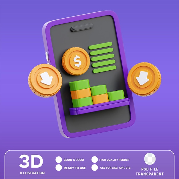 PSD ilustracja psd money loss 3d