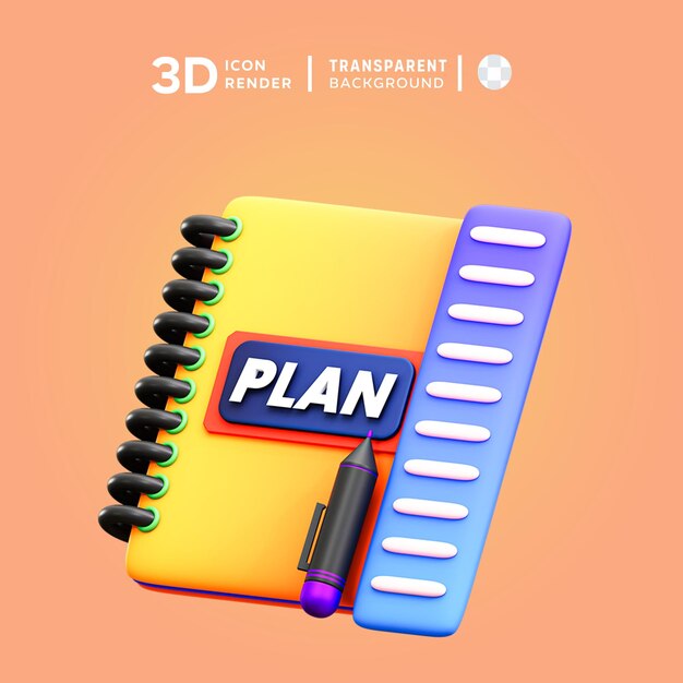 PSD ilustracja psd planner 3d