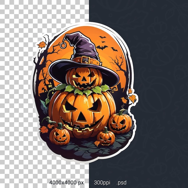 PSD ilustracja psd przedstawiająca naklejkę halloweenową