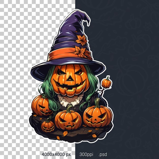 Ilustracja Psd Przedstawiająca Naklejkę Halloweenową