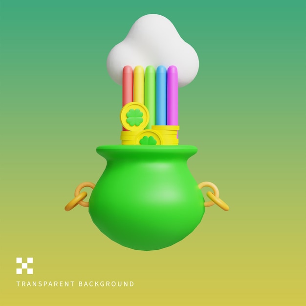 PSD ilustracja psd rainbow pot 3d