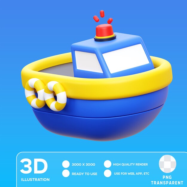 Ilustracja Psd Rescue Boat 3d