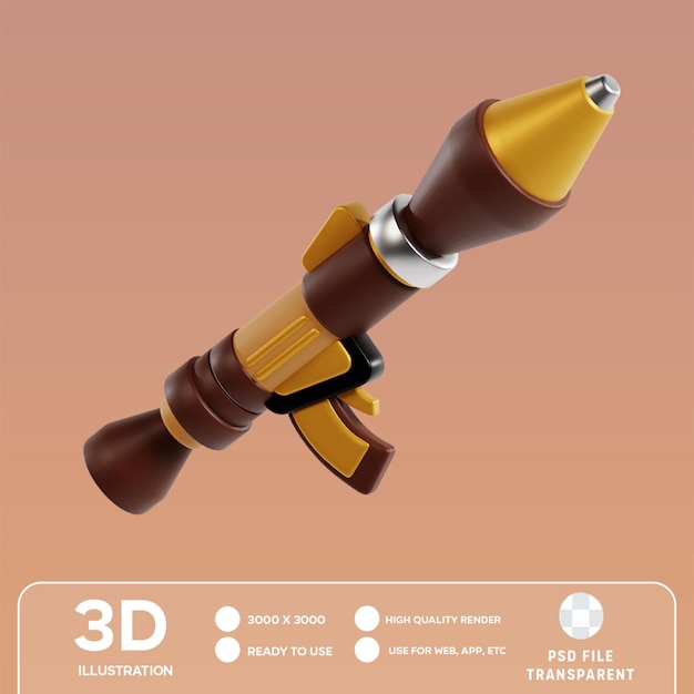 PSD ilustracja psd rocket launcher 3d