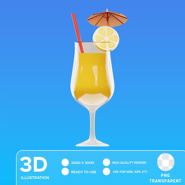 PSD ilustracja psd tropical drink 3d