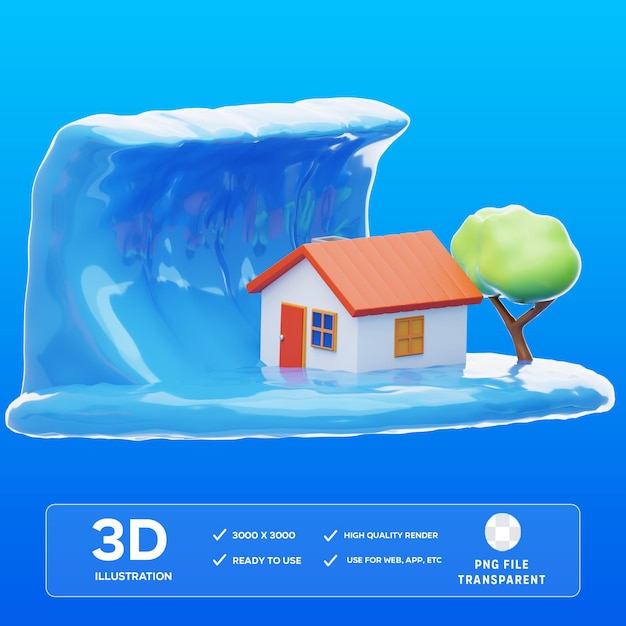 Ilustracja PSD Tsunami 3D