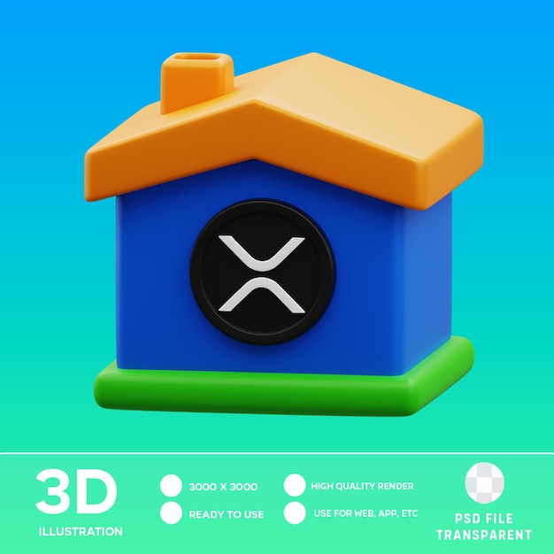 PSD ilustracja psd xrp house 3d