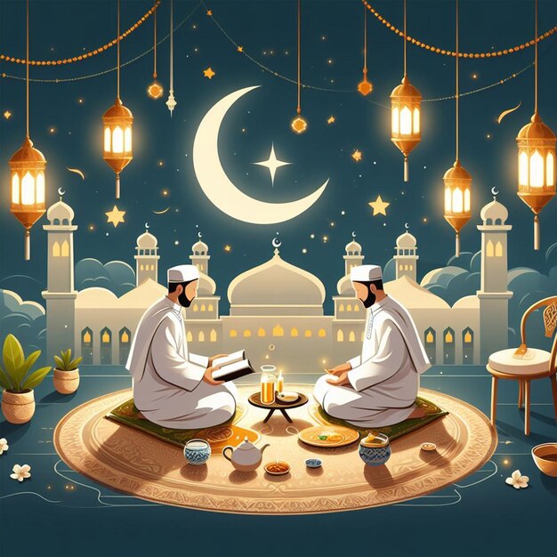 PSD ilustracja ramadan kareem iftar