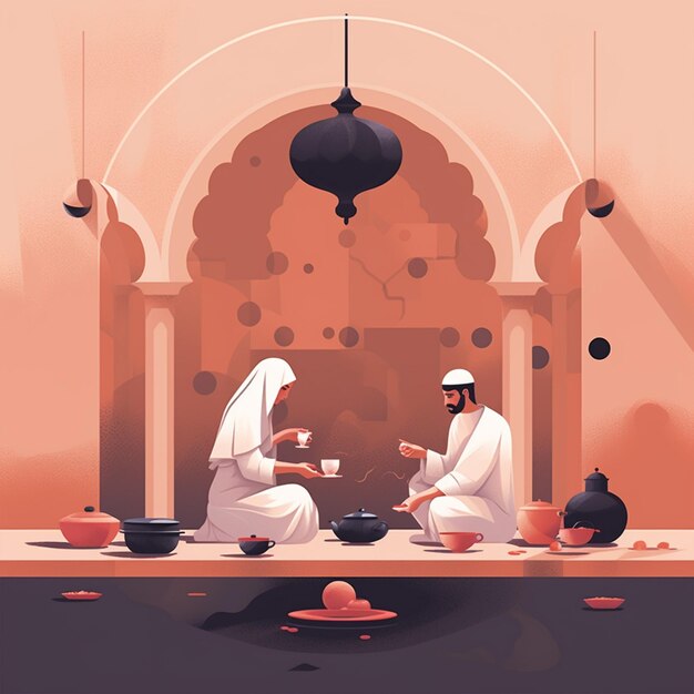 PSD ilustracja ramadan mubarak iftar