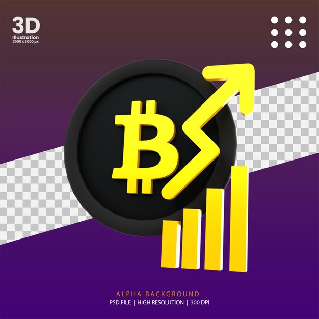 PSD ilustracja renderowania 3d bitcoinów