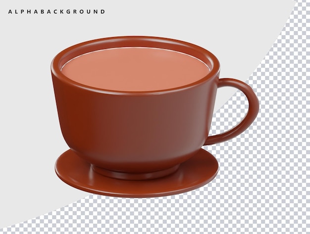 Ilustracja renderowania 3D ikony gorącej herbaty