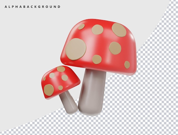 Ilustracja renderowania 3D ikony grzyba