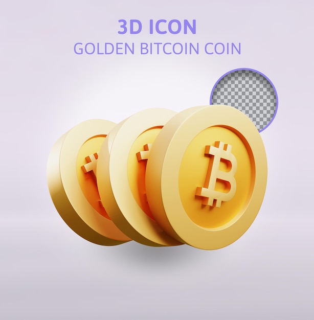 Ilustracja Renderowania 3d Złote Monety Bitcoin