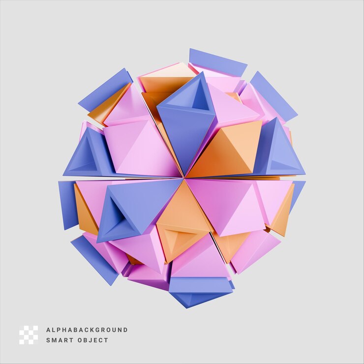 PSD ilustracja renderowania abstrakcyjnego kształtu 3d