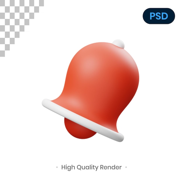 PSD ilustracja renderowania dzwonka 3d premium psd