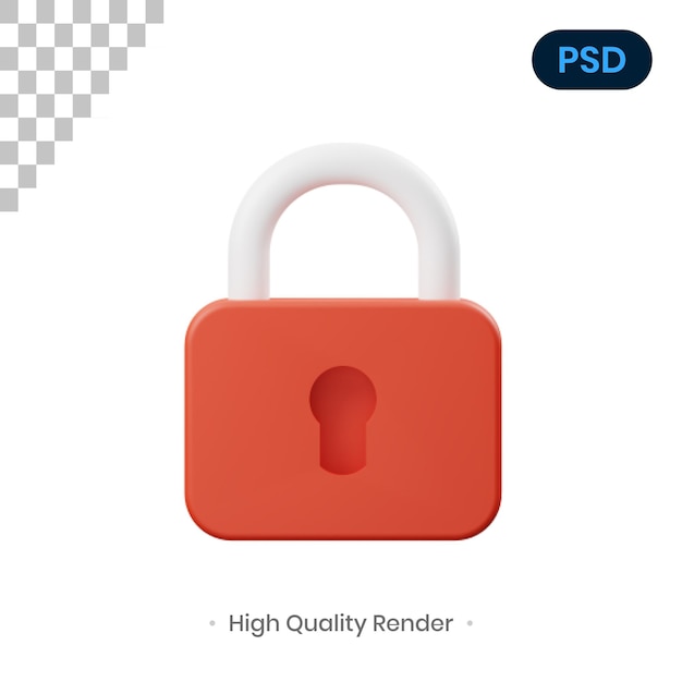Ilustracja Renderowania Kłódki 3d Premium Psd