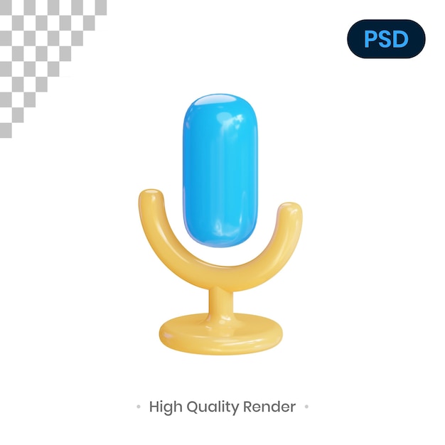 Ilustracja Renderowania Mikrofonu 3d Premium Psd