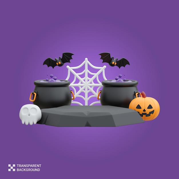 PSD ilustracja renderowania psd 3d halloween podium