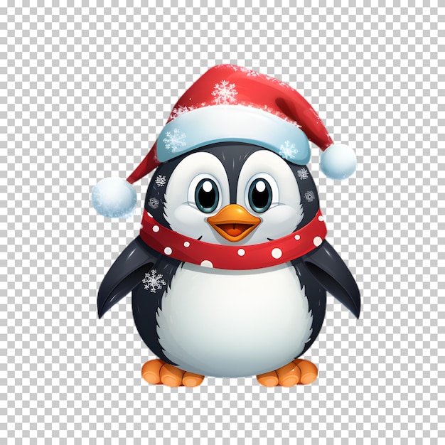 PSD ilustracja świąteczny pingwin postać odizolowana na przezroczystym tle