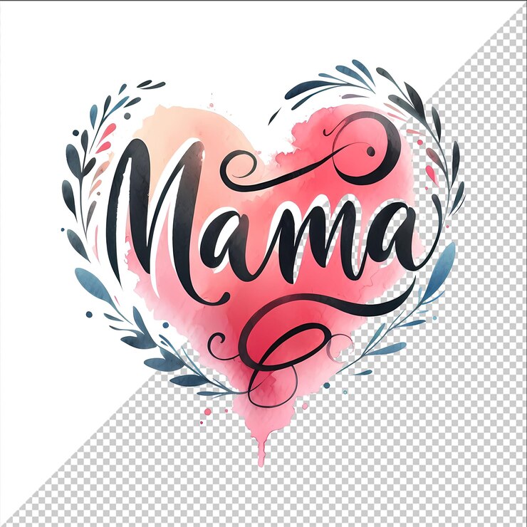 PSD ilustracja tekstu "mama"