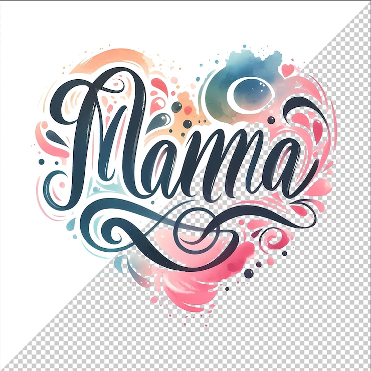 PSD ilustracja tekstu "mama"