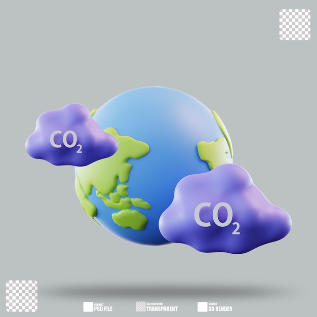 Ilustracja trójwymiarowa CO2 i globus