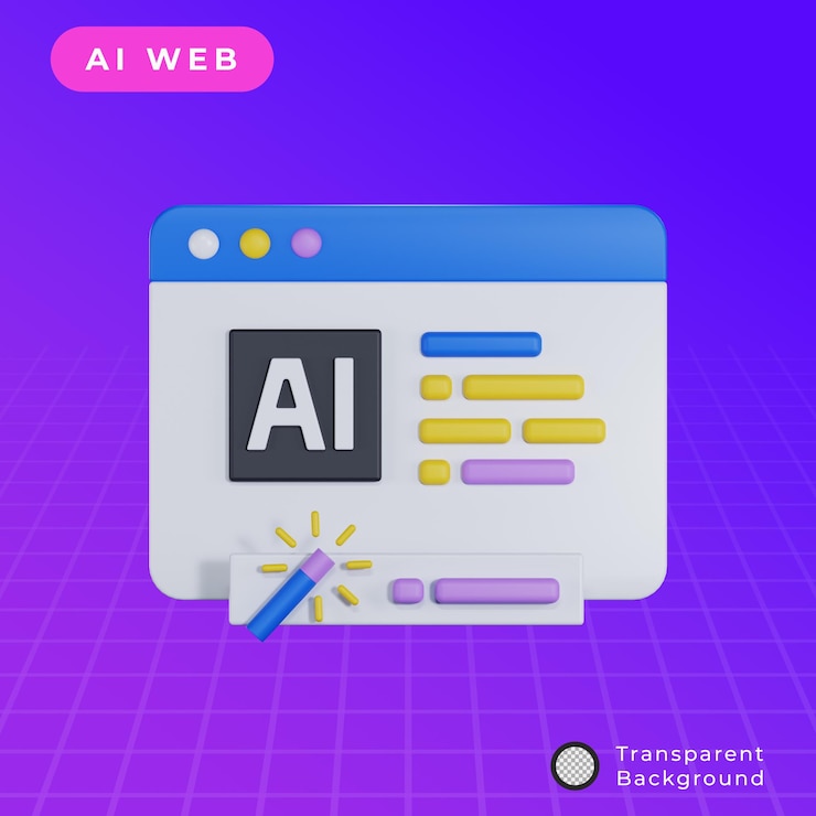 PSD ilustracja usługi internetowej 3d sztucznej inteligencji