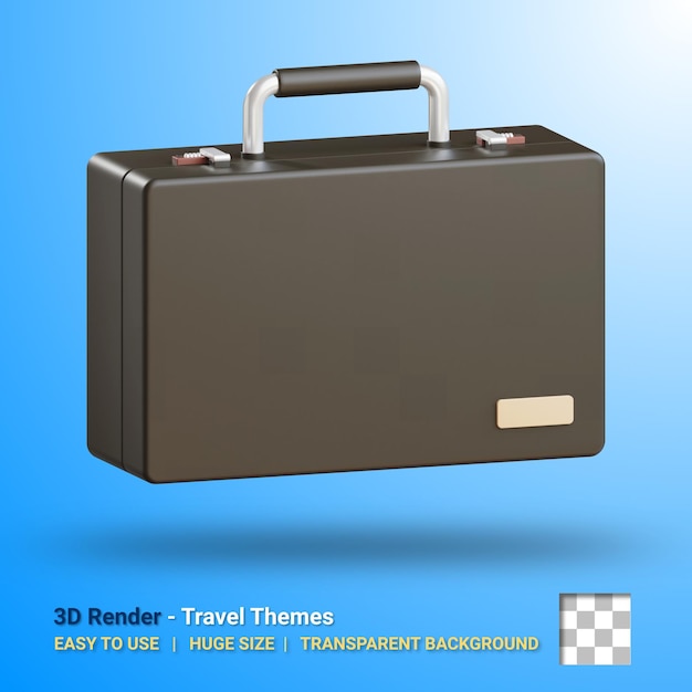 PSD ilustracja walizki 3d z przezroczystym tłem