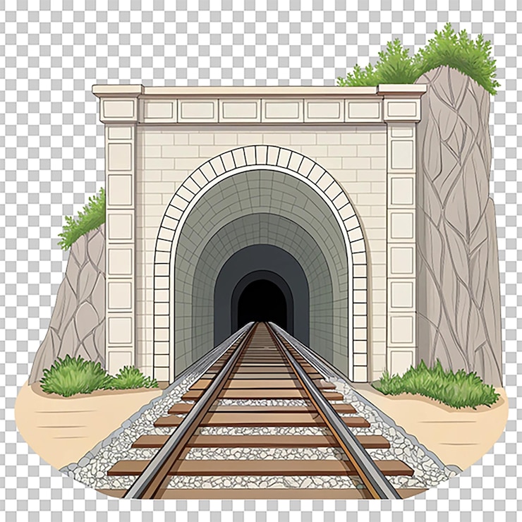 PSD ilustracja wektorowa tunelu kolejowego do projektowania transportu