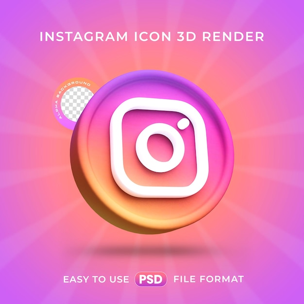 PSD ilustracja wyodrębnionej ilustracji renderingu 3d ikony instagrama