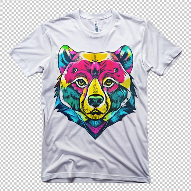 PSD ilustracja wzoru niedźwiedzia na koszulce na przezroczystym tle