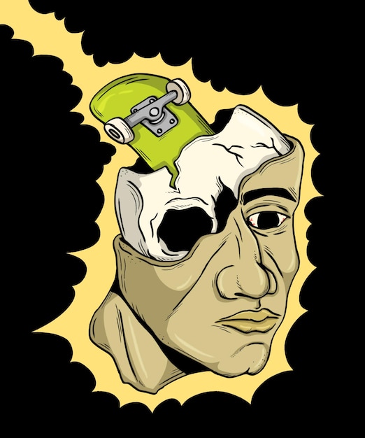 Ilustracja z kreskówek Skateboard zawsze jest w mojej głowie