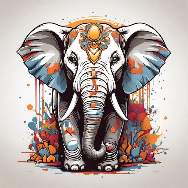 PSD ilustracja zwierząt słonia do kreatywnego drukowania