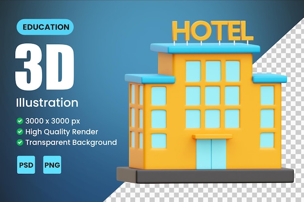Ilustracje ikon 3D hotelu