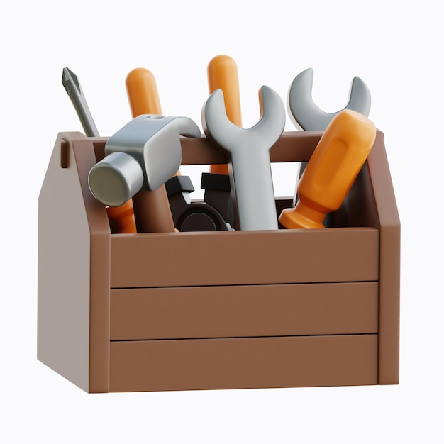 Ilustracje ikon 3D skrzynki narzędziowej