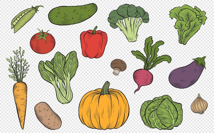 PSD ilustracje kliparty warzywne