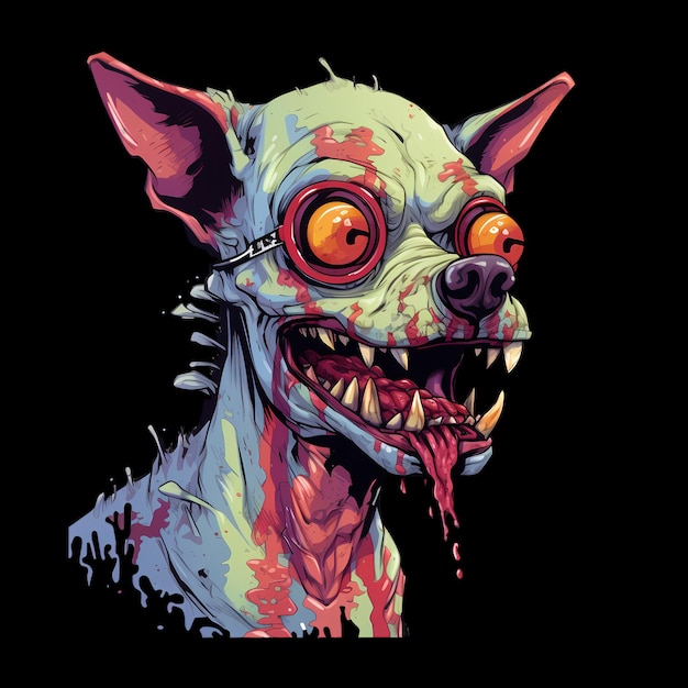 PSD ilustracje sztuki zwierząt zombie dla naklejek, koszulek, plakatów itp.