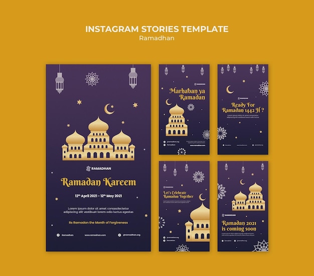 PSD ilustrowane historie na instagramie ramadan kareem