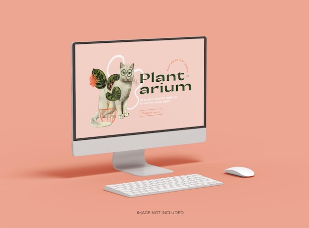 iMac-bureaubladsjabloon met aanpasbaar ontwerp voor UIUX Product Showcase 3D Render