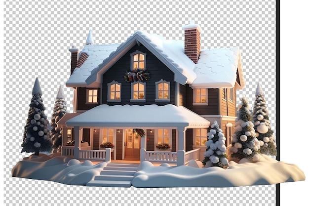 PSD image of a 3d christmas house