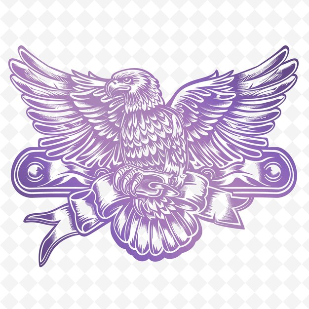 An image of an eagle with a ribbon and a ribbon with the word eagle on it