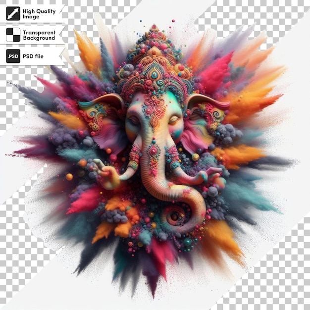 An image of an elephant with a colorful design on it