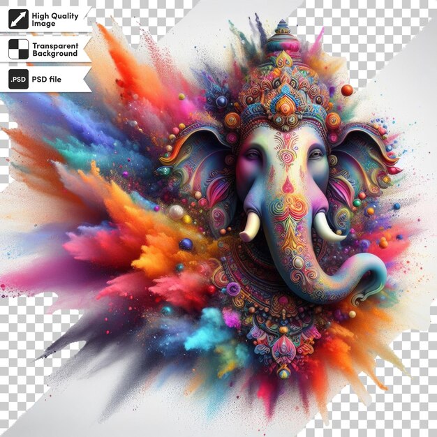 PSD an image of an elephant with a colorful pattern on it