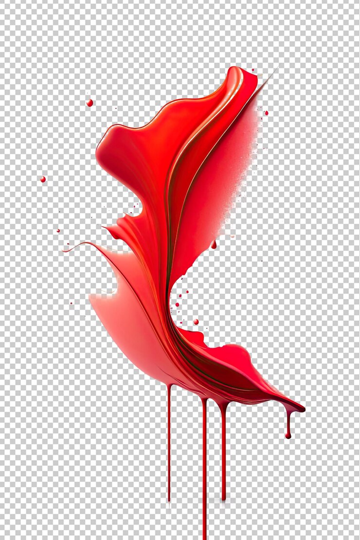 PSD image of an explosion of red paint