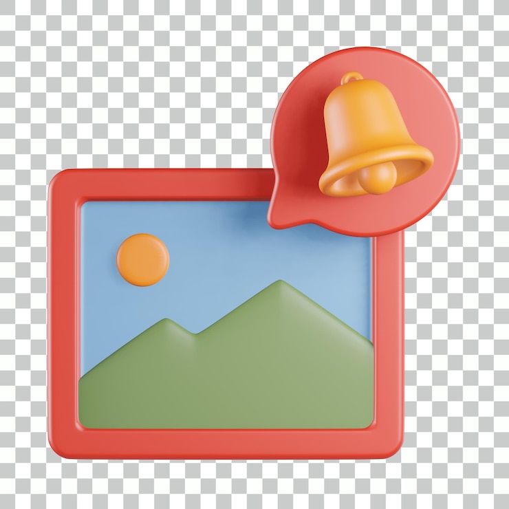 PSD image notification 3d icon