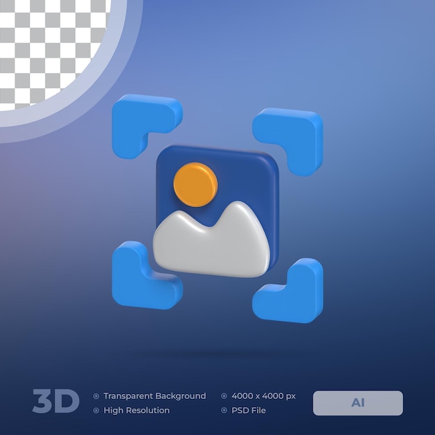 image recognition 3d icon artificial intelligence model with transparent background