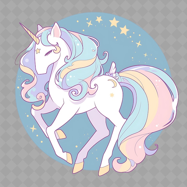 PSD an image of an unicorn with a blue background with stars