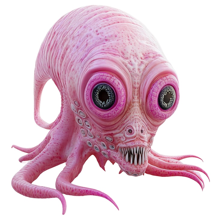 PSD imaginary deepsea creatures transparent background generative ai